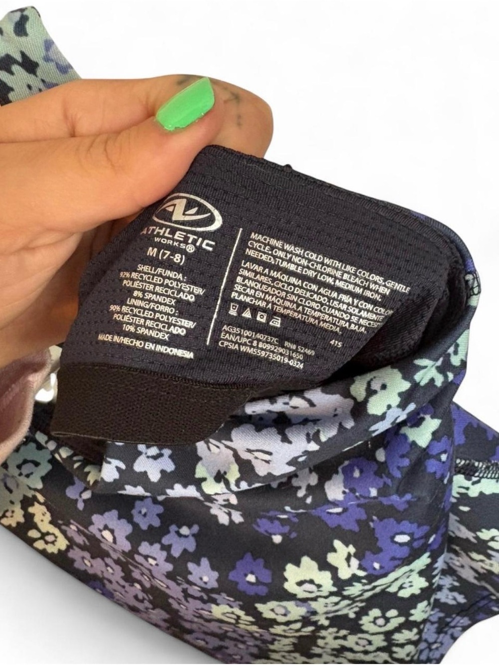 Athletic Works Navy Blue Floral Tank Top - Picture 3 of 4